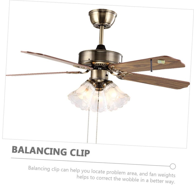 Kit 1 Set Balance Piece Fan Light Securing Clip Weight Accessories Epoxy Tool Fan Clips Metal Ceiling Fan Suite Supplies Fans Balancer White Silver - Image 5