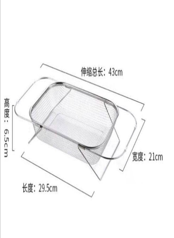 JMC Over The Sink Stainless Steel Oval Colander with Fine Mesh 6 Quart Strainer Basket & Expandable Handles - Strain, Drain, Rinse Fruits, Vegetables - Image 3