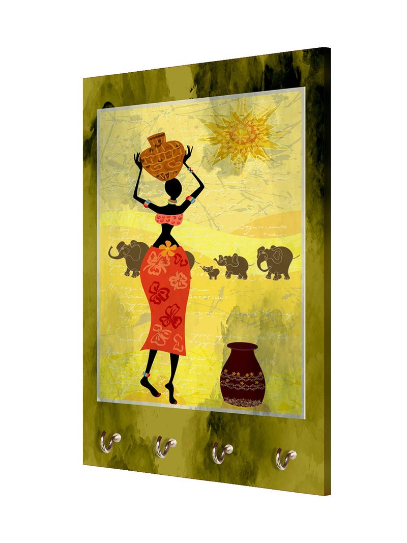 999STORE Wall Hanger Holder Wall Mount Hanger Organizer Rajasthani Lady Key Stand for Wall (MDF_7.5X12 Inch_Multi) KeyholderP137 - Image 3