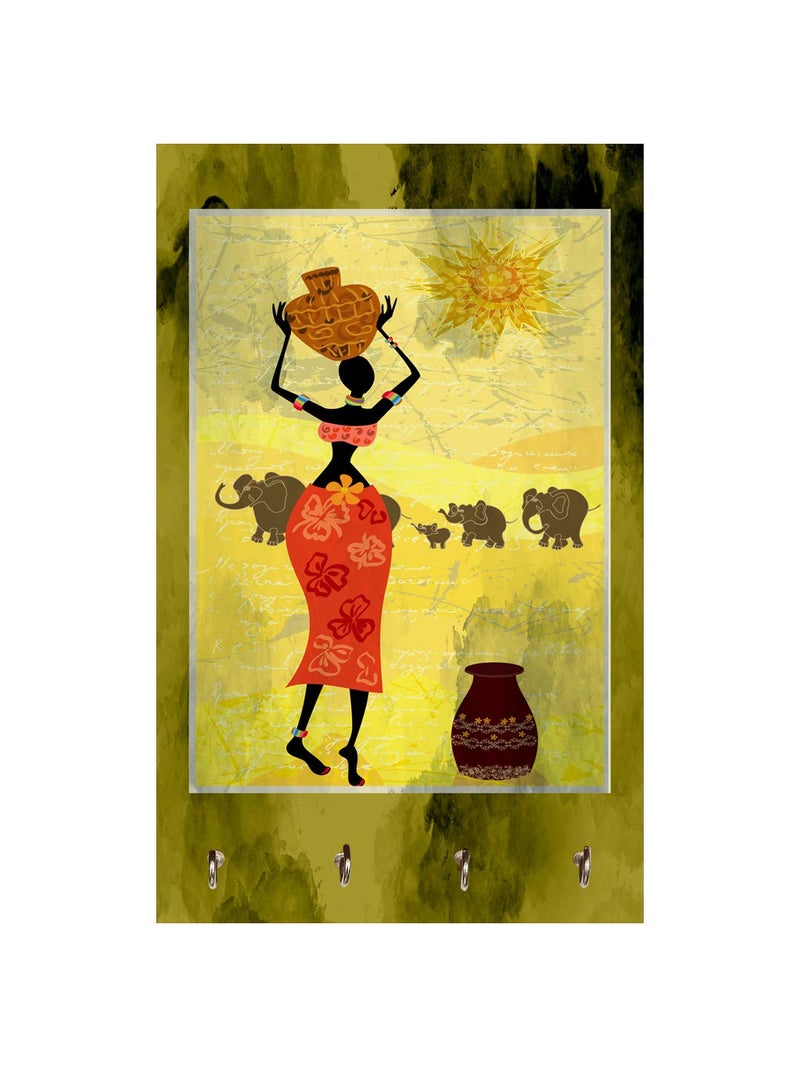 999STORE Wall Hanger Holder Wall Mount Hanger Organizer Rajasthani Lady Key Stand for Wall (MDF_7.5X12 Inch_Multi) KeyholderP137 - Image 2