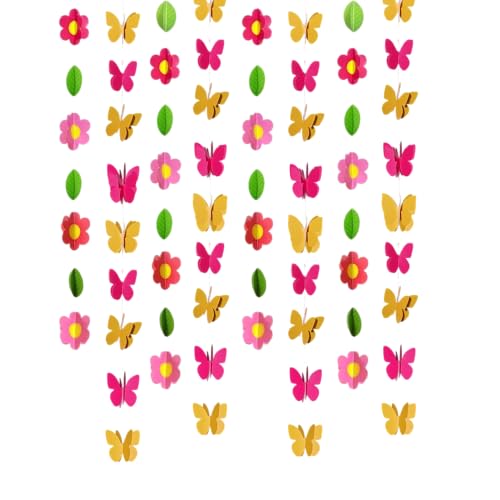 TOYXE 3D Butterfly Flowers Frills Garland Series Ladi for Parties & Events Decoration | Multicolor Hanging Paper Garland for Birthday, Baby Shower, Wall Decor – Pack of 8 | Butterfly Theme Party Decor - Image 4