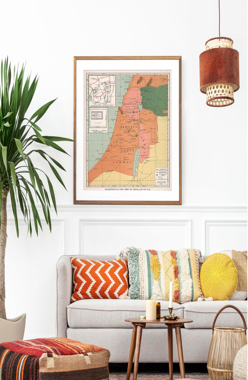 ArtCantHurtU 1912 Map - Palestine in the time of Jesus, 4 BC - 30 AD - Israel Holy Land Decor - Unframed Wall Art Poster Print - Ancient History - Christian Gifts - Bible Posters For Classroom (23"x32") - Image 3