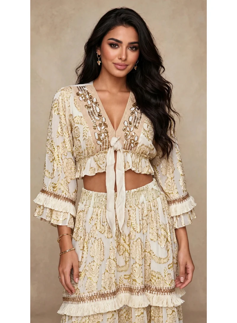 Ikkxa  Golden Harmony Co-ord Set for Women | Best Price UAE