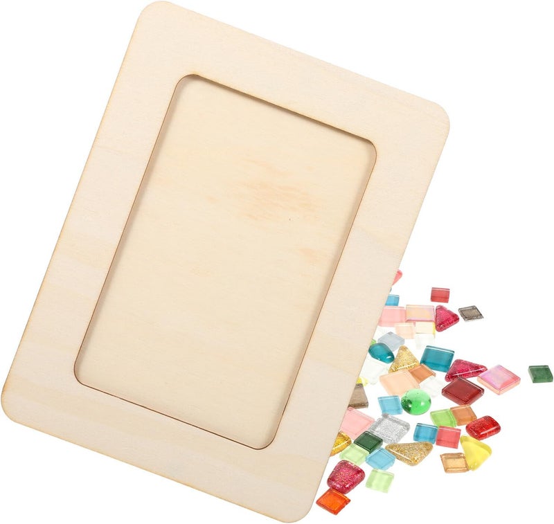 DIY Picture Frame Art Kit with 6-inch Unfinished Wood Frames, 3 Pieces, Includes 200g Paint Beads, Suitable for Crafting and Home Décor - Image 1