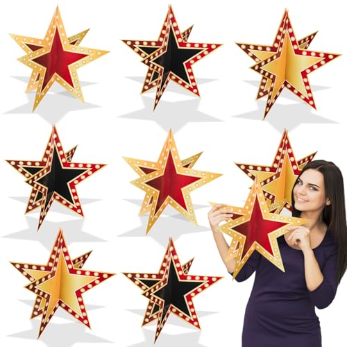 Weekgrat 18 Pcs Large Star Centerpieces for Movie Night Party Decorations 12inch 3D Movie Party Supplies Star Decorations Red Carpet Film Show Theme Birthday Table Decor - Image 1