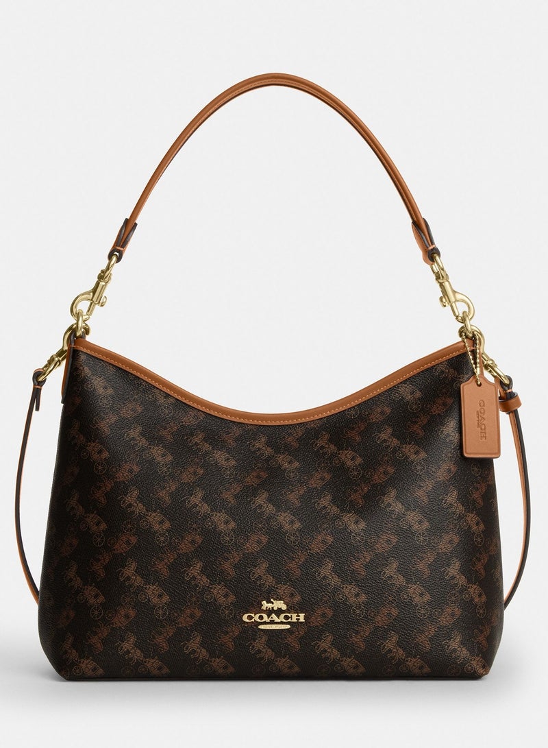 Coach Laurel 31 handbag, dark brown carriage leather, large-capacity shoulder bag, can be carried on one shoulder or worn crossbody - Image 1