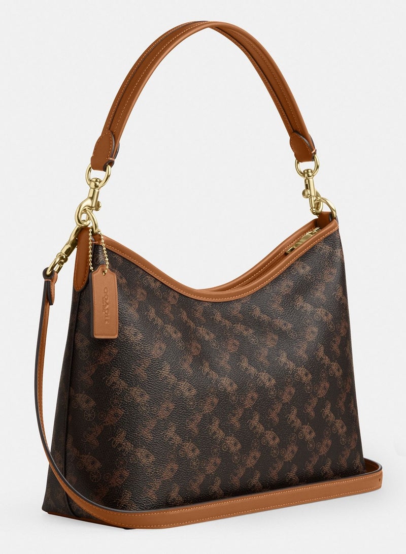 Coach Laurel 31 handbag, dark brown carriage leather, large-capacity shoulder bag, can be carried on one shoulder or worn crossbody - Image 2