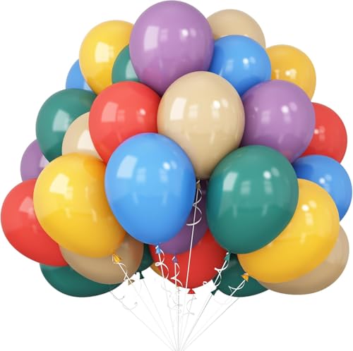 Isndare Colorful Balloons Rainbow Assorted Color Latex Balloons Set 60pcs 12inch Blush Blue Nude Light Purple Orange Yellow Helium Mixed Colored Balloon Boho Birthday Party Decoration Here Comes the Son - Image 1