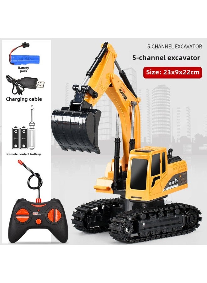 Large Children's Remote Control Excavator Toy Car Boy Simulation Electric Excavator Car Engineering Car Excavator-Color:5-way Excavator - Image 1