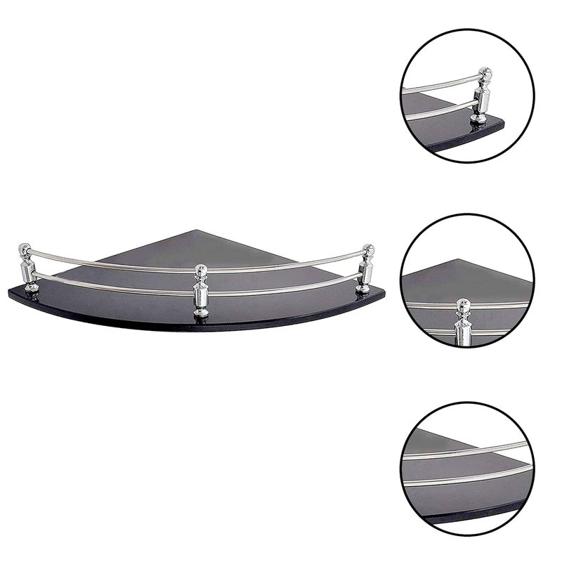 Klaxon Premium Black Corner Glass Shelf for BathroomKitchenLiving Room Bathroom Accessories 9 9 Inches Pack of 2 - Image 4