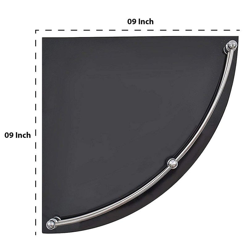 Klaxon Premium Black Corner Glass Shelf for BathroomKitchenLiving Room Bathroom Accessories 9 9 Inches Pack of 2 - Image 2