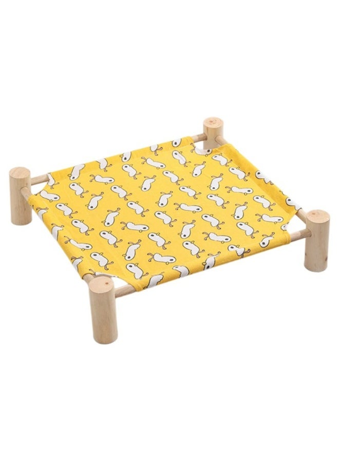 سرير خشبي للحيوانات الأليفة بقياس 65*53*13 سم - مناسب لجميع الفصول | قابل للتنفس وقابل للإزالة | مثالي لراحة القطط والكلاب تحت 35 رطلاً - Image 1