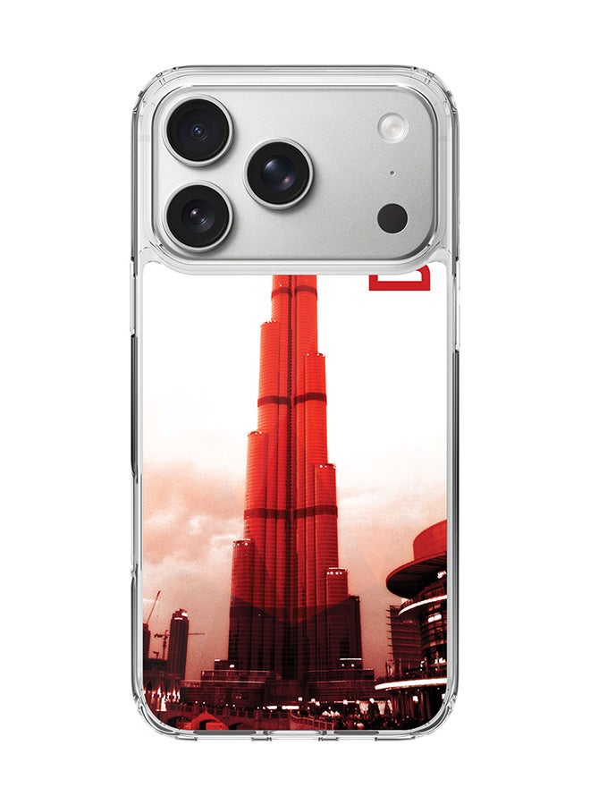 Stylizedd Classic Clear MagSafe Case for iPhone 17 Pro , Hybrid Soft Case Flexible Edges Anti Drop TPU PC Gel Thin Transparent Cover [ Designed for iPhone 17 Pro ] - Dubai - The Burj Full Print