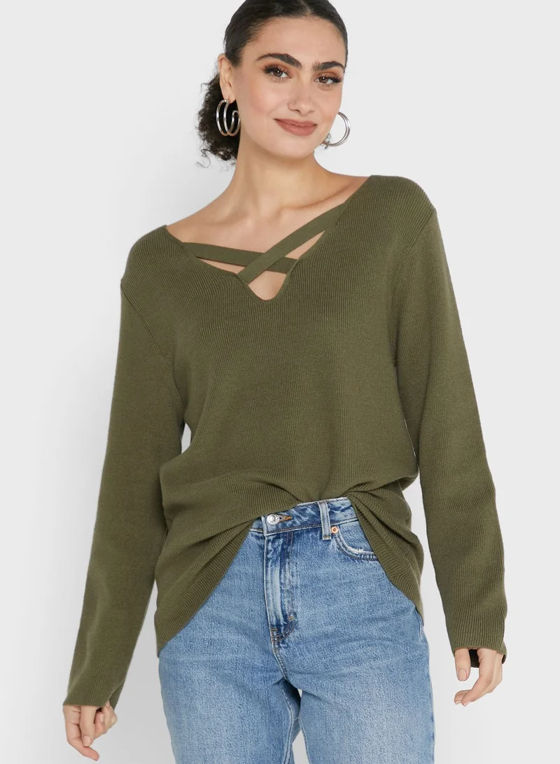 Ginger Criss Cross Front Detail Sweater