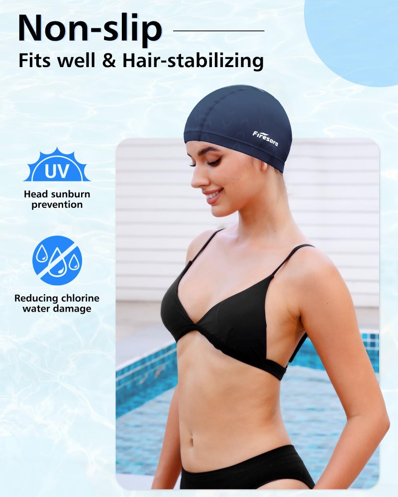 Firesara Fishtail Fabric Swim Cap for Men Women, Breathable High Elasticity Swimming Cap Quick Dry Hair Protection Soft for Long Hair Short Hair, Kids Boys and Girls - Image 4