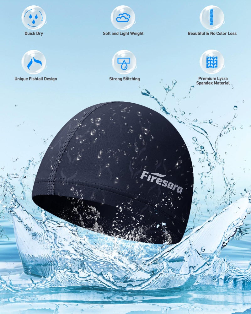 Firesara Fishtail Fabric Swim Cap for Men Women, Breathable High Elasticity Swimming Cap Quick Dry Hair Protection Soft for Long Hair Short Hair, Kids Boys and Girls - Image 5