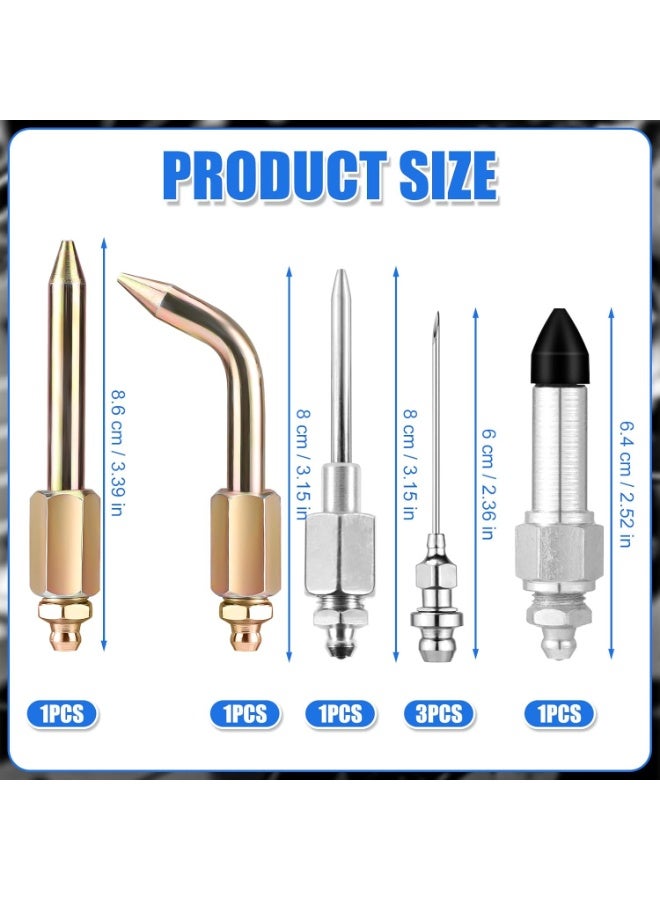 Bukela 7pcs Grease Gun Accessory Kit, Including 3 Grease Nozzle 1 Needle Dispenser Rubber Tip Joint Nipple Straight Nozzle 1 Needle Elbow Fitting Adapter Coupler for Small and Confined Spaces - Image 3