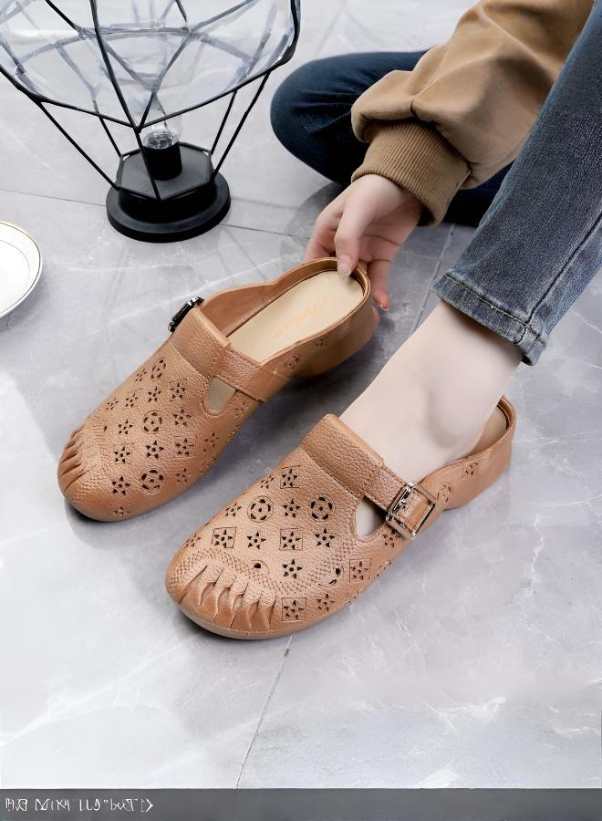 Slip-On Hollowed Non-Slip Soft Sole Mules for Women - Image 1