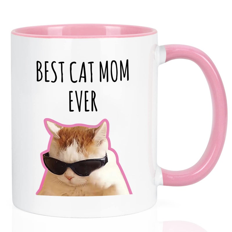 Maustic Best Cat Mom Ever Mug  Funny Gifts for Women Mothers Day Christmas Birthday Present Cat Lover Novelty Coffee Mug 11 Oz