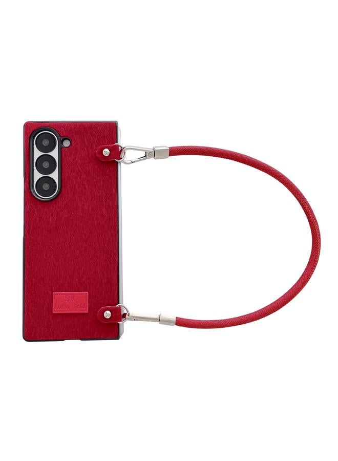 erorex Case For Samsung Galaxy Z Fold Special Comfortable Short Plush Full Coverage Phone Case with Wrist Strap  - Image 1