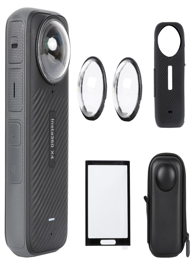 PellKing Camera Protective Accessories Kit for Insta360 X4, Insta 360 X4 Bundle Include Lens Guard/Silicone Protective Cover/Screen Protectors/Camera Case - Image 1