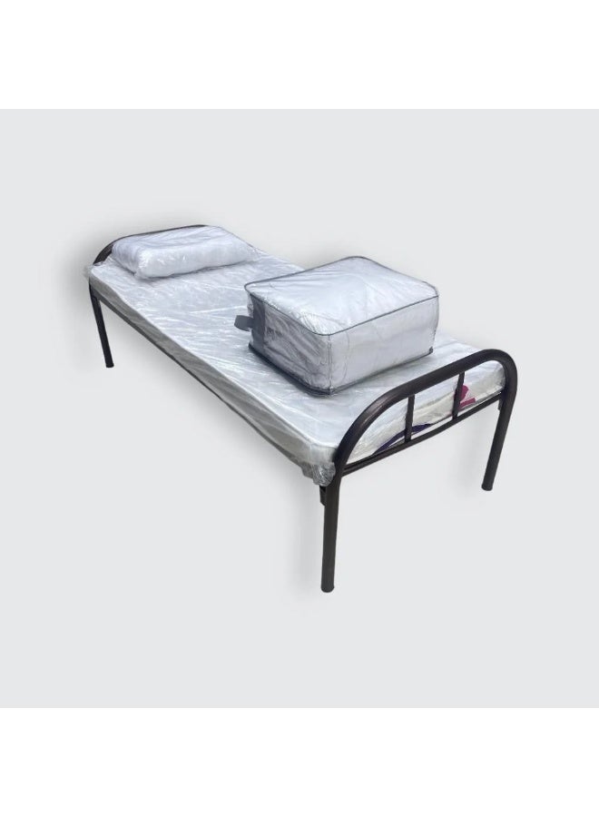 سرير نفر هيكل حديد مع الفرش مقاس 90 × 190 × 80 سم MS_BED_MTL_0023 أسود