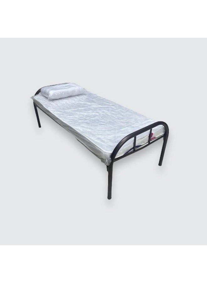 سرير نفر هيكل حديد مع الفرش مقاس 90 × 190 × 80 سم MS_BED_MTL_0023 أسود