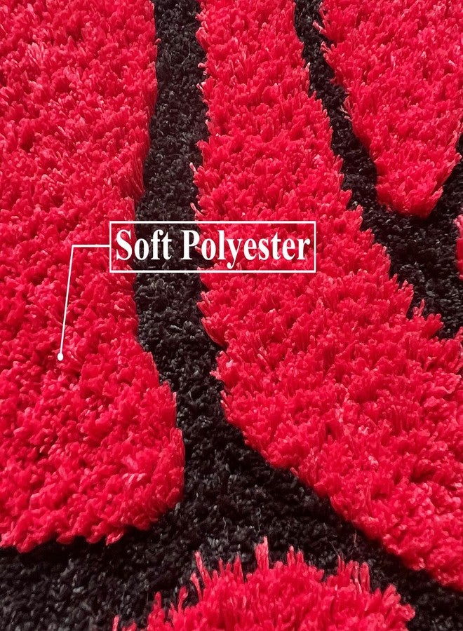 LEVINIS Red Rose Bath Rugs for Bathroom Non Slip Absorbent Bathtub Rug Bath Mat Shaggy Soft Floral Area Rugs for Girls Bedroom, Kids Room, Dorm Room, Nursery, 25.6''x23.6'' - Image 5