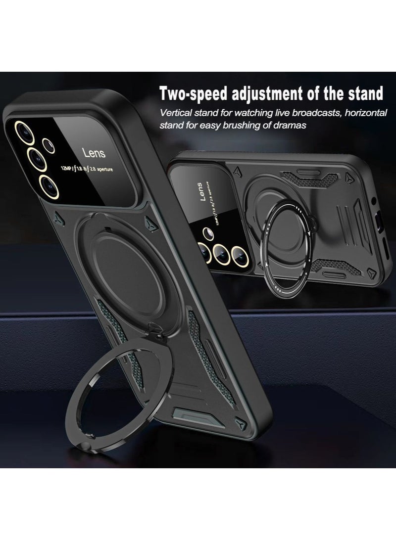 Color Fans MagSafe Case for Samsung A54 Roterende Kickstand PC+TPU Cover Black - Image 2