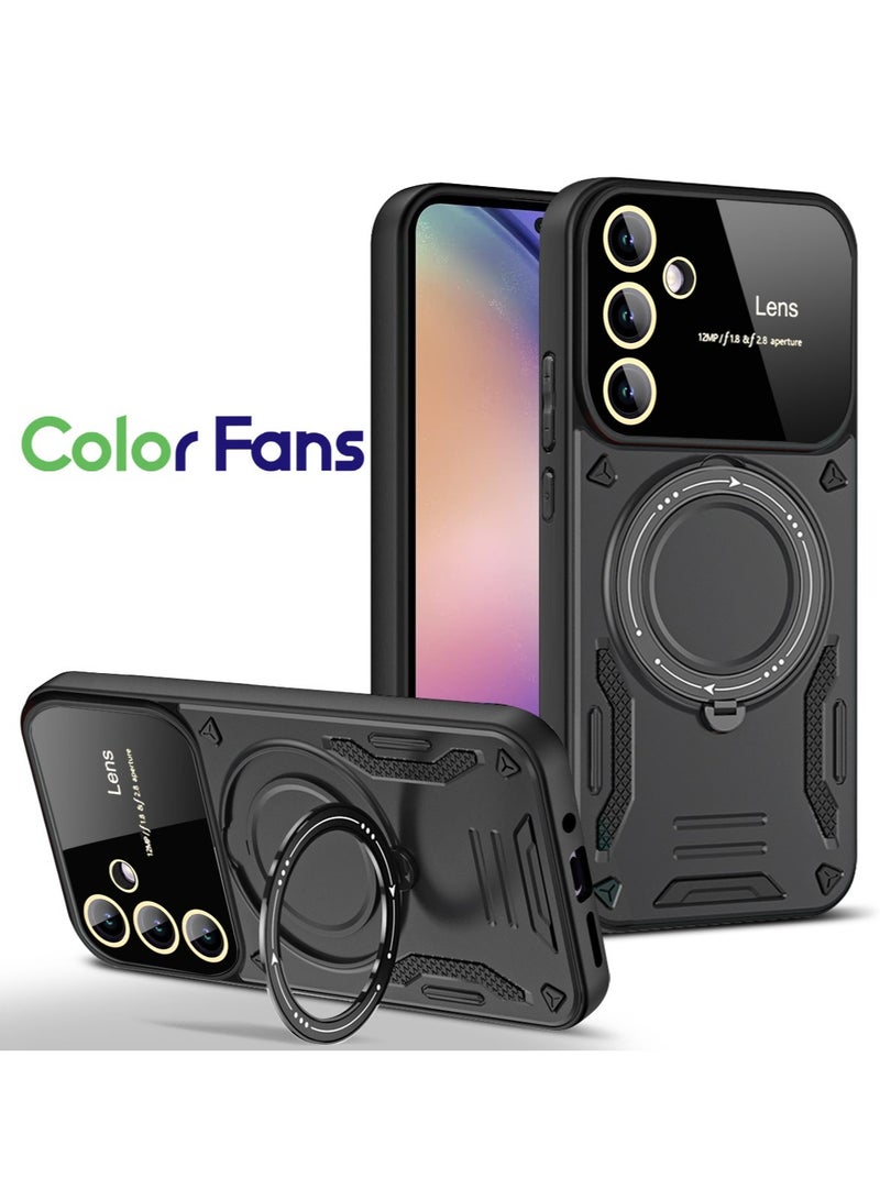Color Fans MagSafe Case for Samsung A54 Roterende Kickstand PC+TPU Cover Black - Image 1