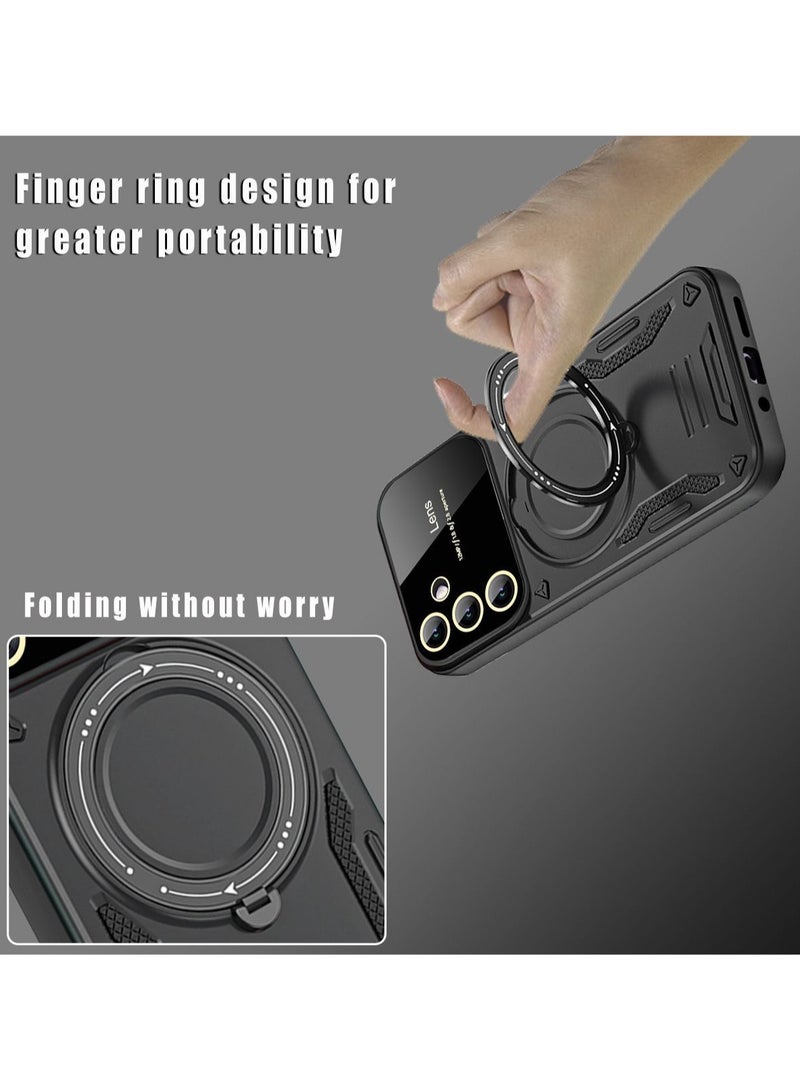 Color Fans MagSafe Case for Samsung A54 Roterende Kickstand PC+TPU Cover Black - Image 4