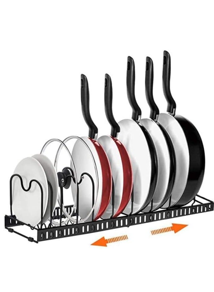 Raxoom Pot and Pan Organizers Rack : Expandable Pot Lid Organizer Holder with 10 Adjustable Compartment Cookware Plate Rack for Kitchen Cabinet Black - Image 2