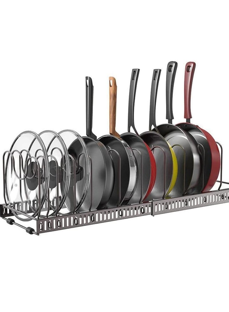 Raxoom Pot and Pan Organizers Rack : Expandable Pot Lid Organizer Holder with 10 Adjustable Compartment Cookware Plate Rack for Kitchen Cabinet Black - Image 5
