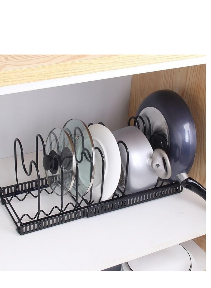 Raxoom Pot and Pan Organizers Rack : Expandable Pot Lid Organizer Holder with 10 Adjustable Compartment Cookware Plate Rack for Kitchen Cabinet Black - Image 4