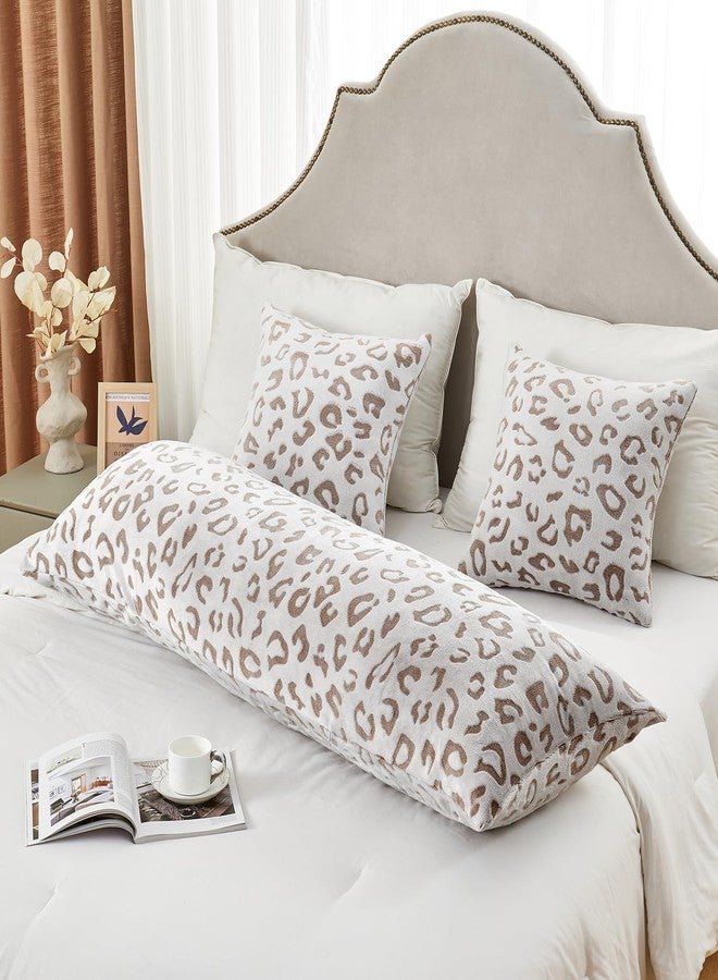 SOCHOW Body Pillow Cover 21x54 Inches, Super Soft and Cozy Leopard Print Fleece Long Body Pillowcase with Zipper Closure,1 Pack, Brown - Image 2