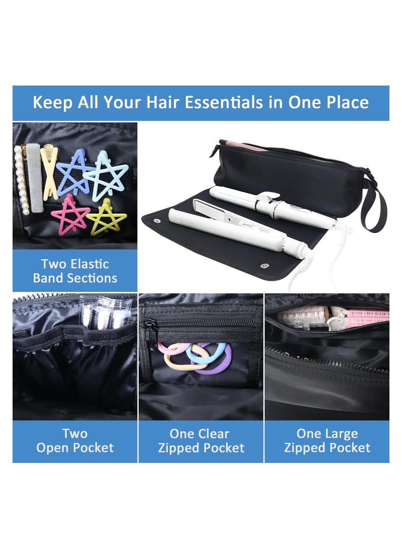 Captaintech Tools Travel Bag, 2-in-1 Travel Carrying Case, with Heat Resistant Mat, Travel Must Haves, Portable Storage Organizer Bag, Hot Tools Curling Iron Flat Irons Hair Volumizer Styler, Toiletry Bag - Image 4