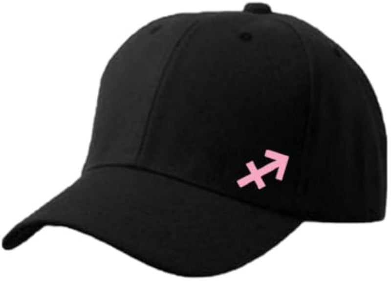 Black Cap with Sagittarius zodiac Pink Color Logo