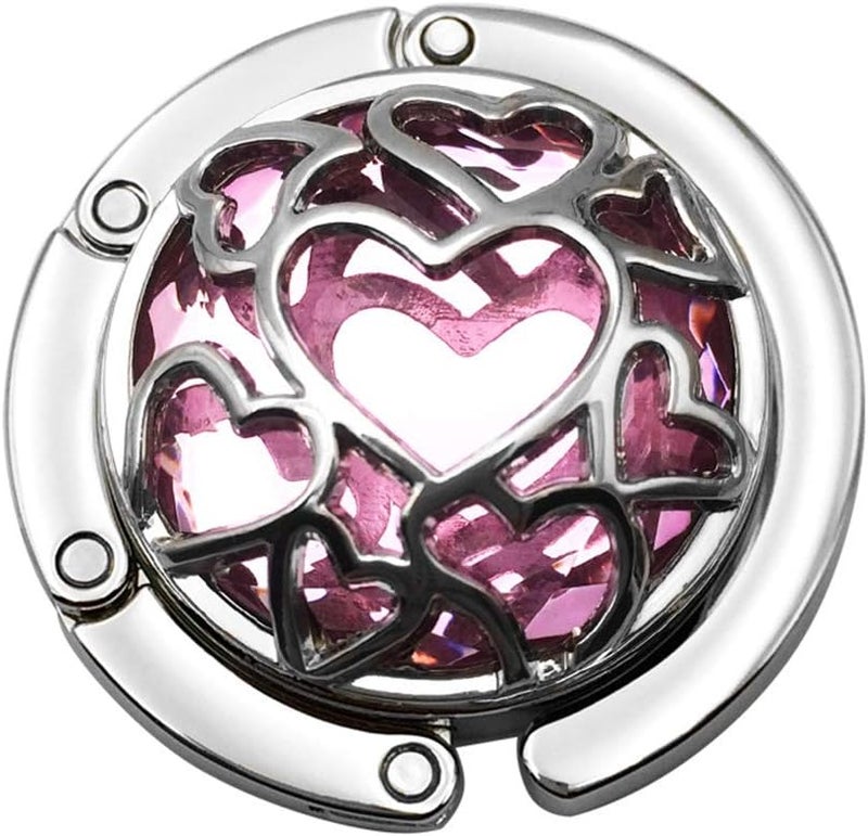 Grtdrm Multiple Hearts Style Premium Foldable Handbag Bag Purse Hanger (Light Pink) - Image 1
