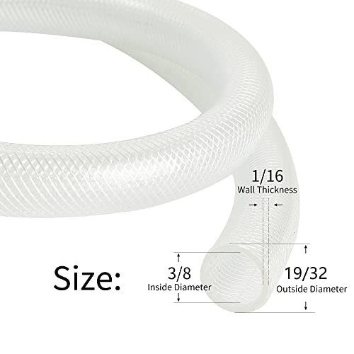 Geowaky 3/8’’ ID × 19/32’’ OD - 50 ft Clear Braided Hose Plastic Vinyl Tubing,High Pressure Flexible Reinforced PVC Tube for Transfer Water Air Oil, BPA Free & Non-Toxic - Image 2