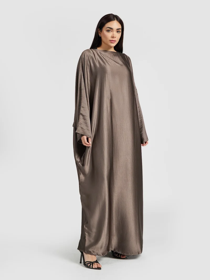 Reem Abayas Bronze Metallic Sheen Oversized Kaftan Abaya