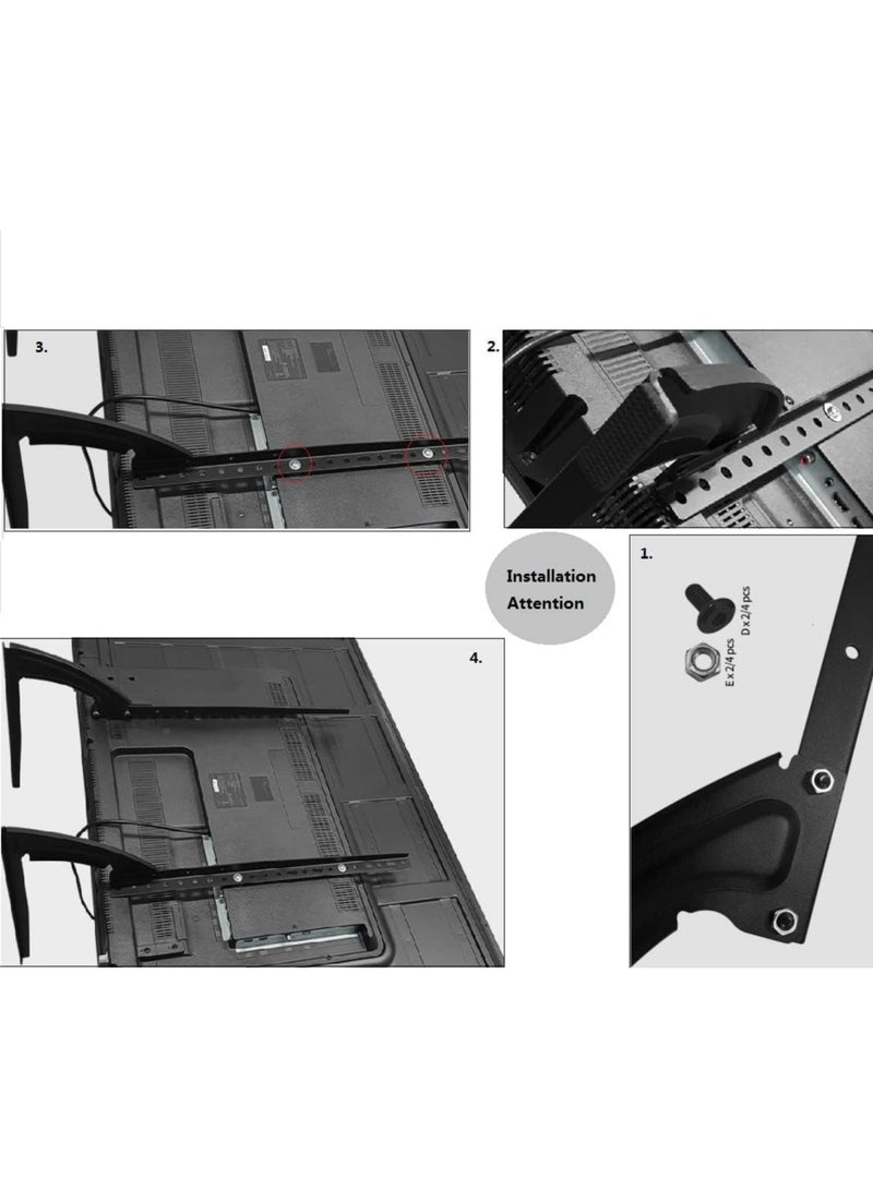ELTRAZONE Universal Table Top Tv Stand For Most 36 40 42 47 50 55 60 65 Inch Plasma Lcd Led Flat Or Curved Screen Tvs With Height Adjustment,Vesa Patterns Up To 800Mm X 500Mm,88 Lbs - Image 3