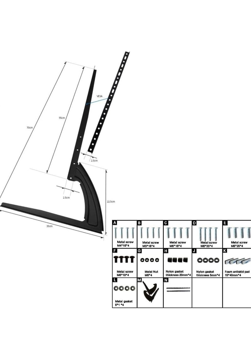 ELTRAZONE Universal Table Top Tv Stand For Most 36 40 42 47 50 55 60 65 Inch Plasma Lcd Led Flat Or Curved Screen Tvs With Height Adjustment,Vesa Patterns Up To 800Mm X 500Mm,88 Lbs - Image 4