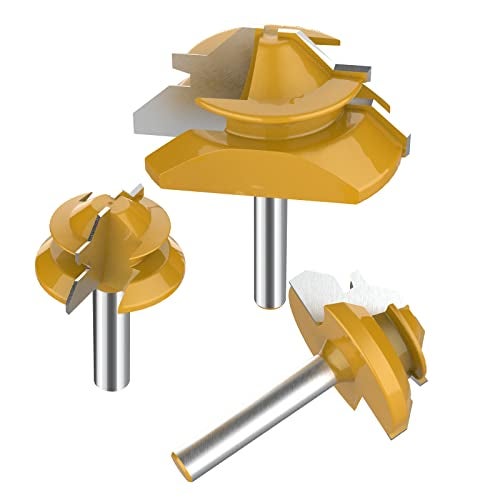 ROOCBIT 1/4" Shank 45 Degree Lock Miter Router Bit - 1/2" 9/16" 3/4" Cutting Height Woodworking Glue Joint Tools Set 3Pcs by ROOCBIT - Image 2