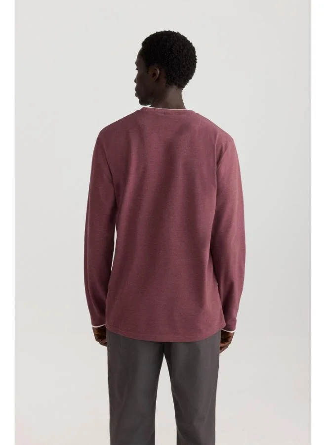 Springfield  Melange double neck long sleeve T-shirt for Men | Best Price UAE