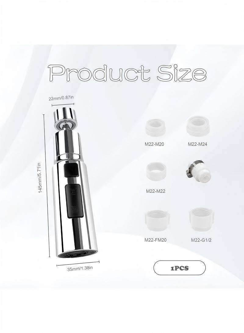 رأس رش صنبور المطبخ، صنبور دوار، وصلة تمديد بديلة، ملحق موزع طرف الصنبور للحوض، 3 أوضاع، تصميم موفر للمياه مضاد للرذاذ لغسل الأطباق والتنظيف بسهولة - Image 2