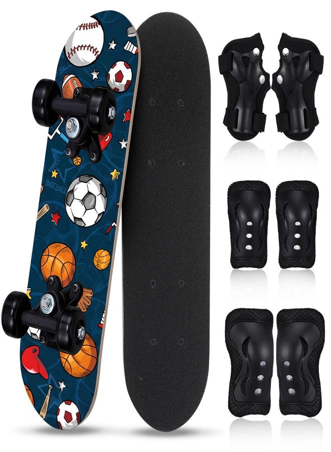 Honoson 7 Pcs Skateboard for Toddlers Beginners Knee Elbow Pads Wrist Guards Gear Set(Sport Balls,Age 6-10 Kids 24 x 6) - Image 1