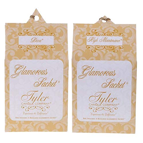 tyler Tyler Candle Glamorous Diva  High Maintenance Sachets Bundle 4 Reusable Glamorous Sachet Each DivaHigh Maintenance 