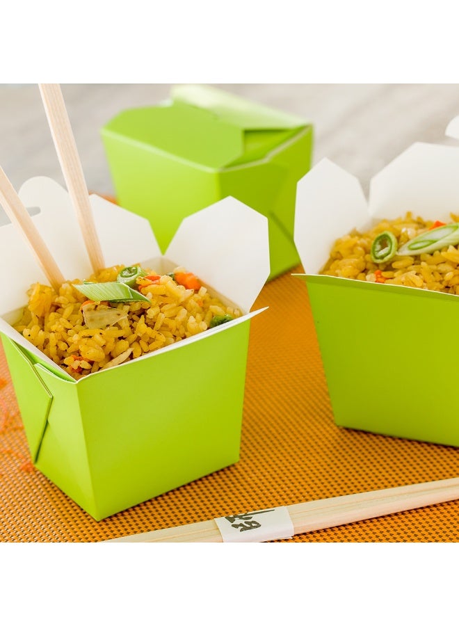 Restaurantware 8 Ounce Noodle Take Out Boxes, 200 Disposable Food To Go Boxes - Tab-Lock, Stackable, Green Paper Take Home Boxes, Greaseproof, For Restaurants, Catering, And Parties  - Image 3