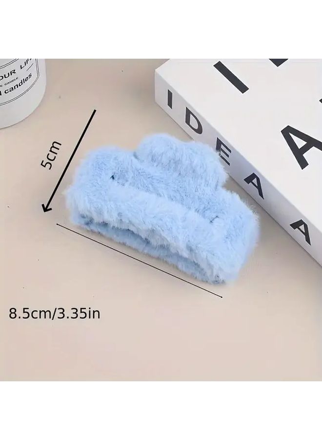 1 Pcs Light Pink Square Plush Hair Claw Clip For Thick Curly Hair Women Accessory - Image 5