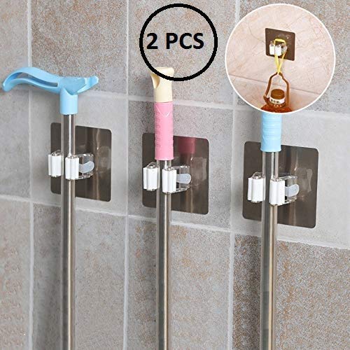 ZURATO ABS Plastic Wall Mounted Self Adhesive Storage Rack Mop and Broom Hanger/Holder for Your Home, Kitchen, Bathroom, Garage and Wardrobe, Small, Multicolour - Image 2